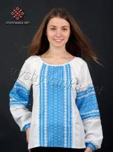 Вишиванка жіноча з синім орнаментом, арт. 0041