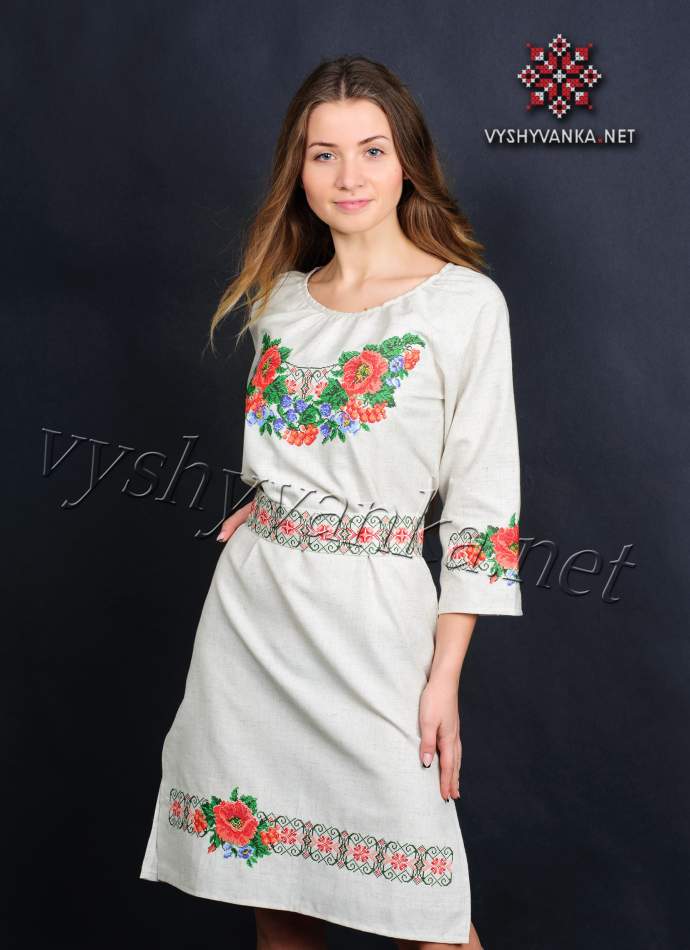 Сукня з вишивкою маки, арт. 0074
