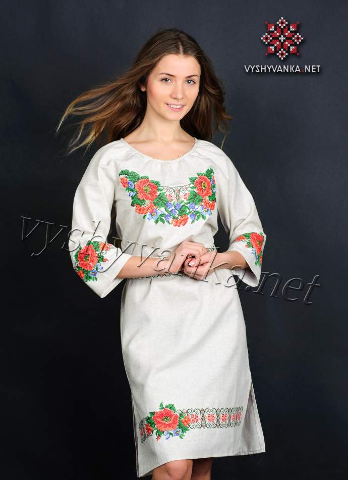 Сукня з вишивкою маки, арт. 0074