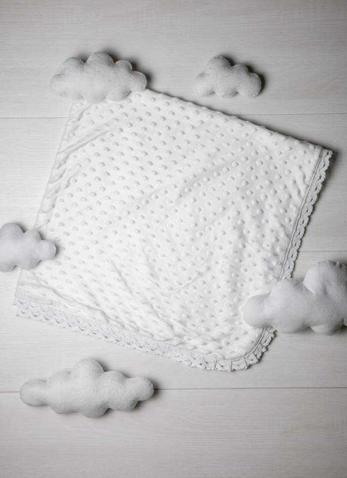 Крижма "Хрест гладь" срібло, з плюшем, бавовняне мереживо, арт.7049