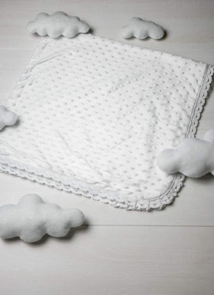 Крижма "Хрест гладь" срібло, з плюшем, бавовняне мереживо, арт.7049