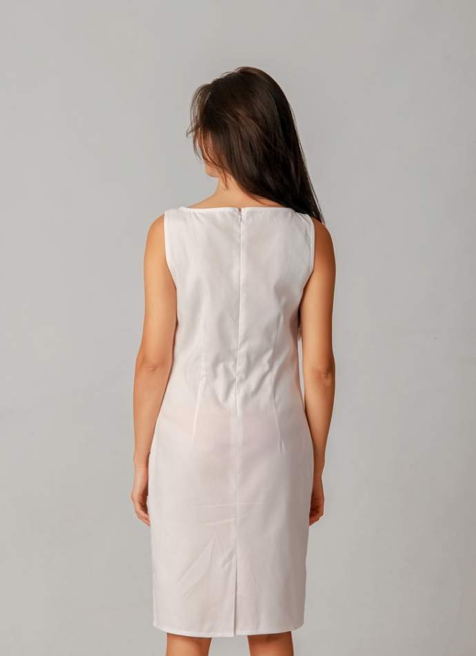 Белое платье-футляр с вышивкой, арт. 4112
