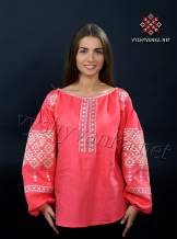 Лляна жіноча вишиванка червона, арт. 4132