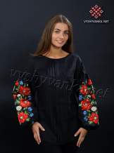 Чорна жіноча вишиванка Маки, арт. 4134