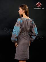 Лляна сукня-вишиванка коричнево-сіра, арт. 4147