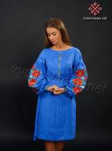 Синє плаття з маками (дизайнерська вишиванка), арт. 4153