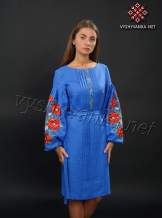 Синє плаття з маками (дизайнерська вишиванка), арт. 4153