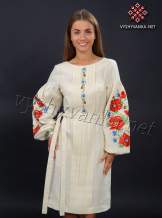 Плаття молочного кольору з вишивкою маки, арт. 4154