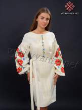Плаття молочного кольору з вишивкою маки, арт. 4154