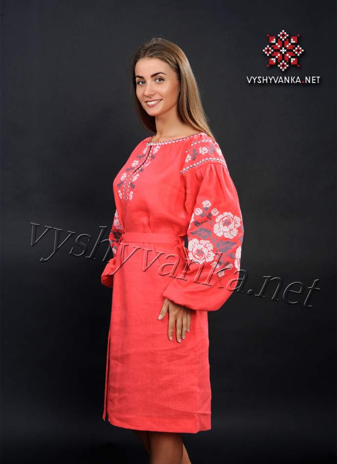 Лляна сукня вишиванка червона, арт. 4160