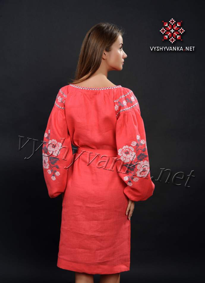 Лляна сукня вишиванка червона, арт. 4160