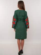 Зелене плаття з вишивкою маки, арт. 4184