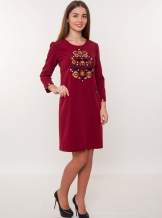 Бордовое платье с вышивкой, арт. 4189