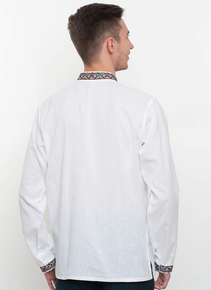 Біла сорочка з вишивкою хрестиком чоловіча, арт. 4206