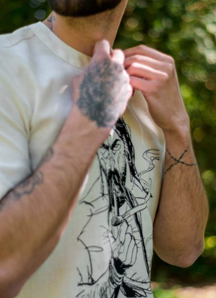 Сіра вишита сорочка чоловіча на короткий рукав, арт. 4241Козак