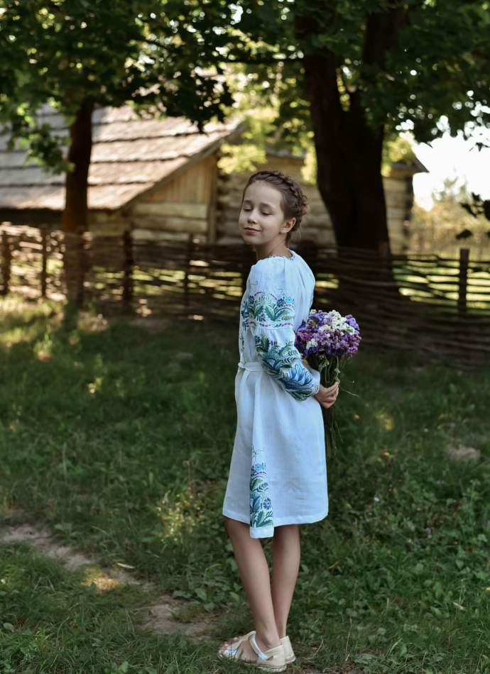 Біле дитяче плаття-вишиванка, арт. 4346