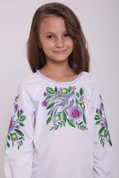 Вишиванка з бавовни для дівчинки "ластівка", арт. 4359