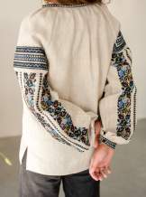 Блузка на дівчинку "Борщівська синя", льон натурал. арт.4377