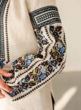 Блузка на дівчинку "Борщівська синя", льон натурал. арт.4377