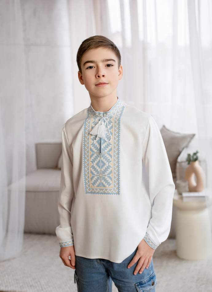Дитяча вишиванка на хлопчика біла, арт. 4451