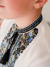 Сорочка на хлопчика "Борщівська синя", льон білий арт.4456