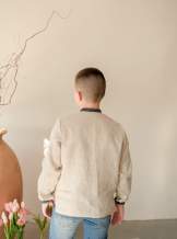 Сорочка на хлопчика "Борщівська синя", льон натурал. арт.4457