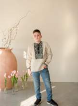 Сорочка на хлопчика "Борщівська синя", льон натурал. арт.4457