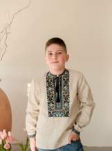 Сорочка на хлопчика "Борщівська синя", льон натурал. арт.4457