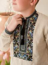 Сорочка на хлопчика "Борщівська синя", льон натурал. арт.4457