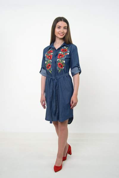 Жіноче плаття сорочка (маки), арт. 4502