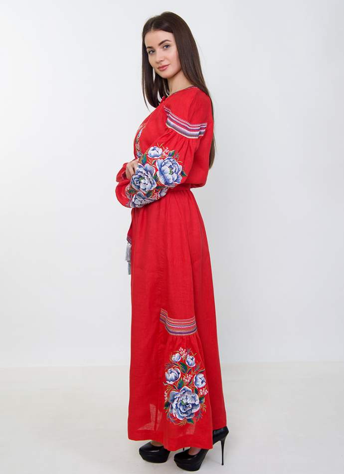 Плаття вишиванка в підлогу (червоне), арт. 4531