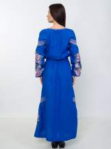 Платье вышиванка в пол (синее), арт. 4533