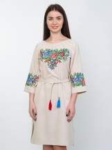 Сукня з квітковою вишивкою (пісочна), арт. 4534