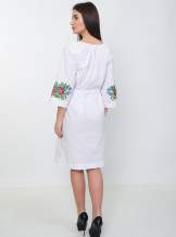 Платье с цветочной вышивкой (белое), арт. 4535