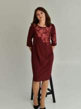 Бордова сукня з вишивкою ,арт. 4574 батал