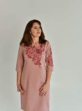 Рожева сукня з вишивкою ,арт. 4575 батал