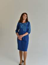 Синя сукня з вишивкою ,арт. 4576 батал