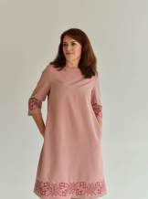 Рожеве плаття з вишивкою, "гуляйполе" арт. 4589