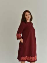 Бордове плаття з вишивкою, "гуляйполе" арт. 4591