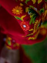 Лляне плаття з вишивкою (червоне), арт. 4593-коротке