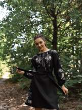 Чорна лляна сукня, арт. 4602-коротка