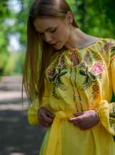 Жовта сукня з льону, арт. 4605-коротка