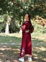 Довга бордова сукня з льону ,арт. 4607