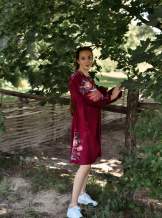 Бордова сукня з льону, арт. 4607-коротка