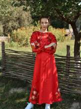 Довга червона сукня з льону ,арт. 4608