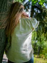 Жіноча блуза на довгий рукав, натуральний льон "Світанок",арт 4625