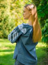 Жіноча блуза на довгий рукав,джинс "Світанок",арт 4627