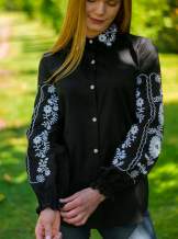 Чорна вишита жіноча блуза "Емілія",арт 4629
