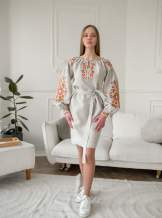 Сукня вишиванка з натурального льону,арт 4634-коротка