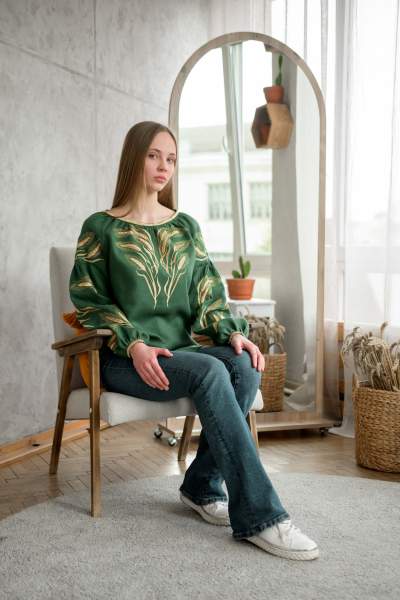 Жіноча лляна вишиванка  "Колоски", арт. 4637